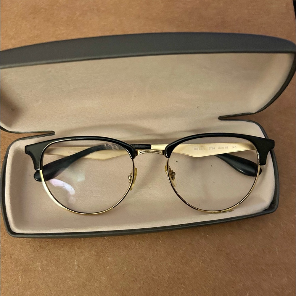 Ray-Ban Black and Gold Clubmaster Glasses